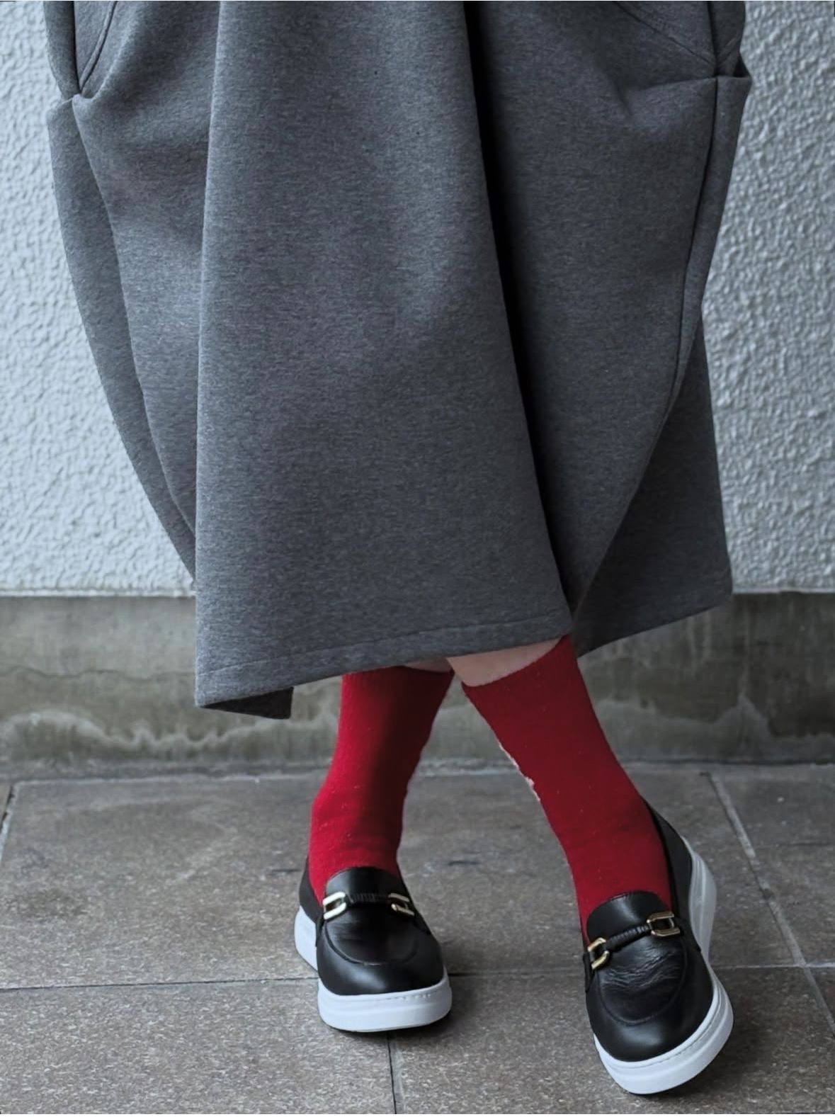 FORMAL レザー スリッポン ローファースニーカー 厚底 ヒール4.0 / ブラック