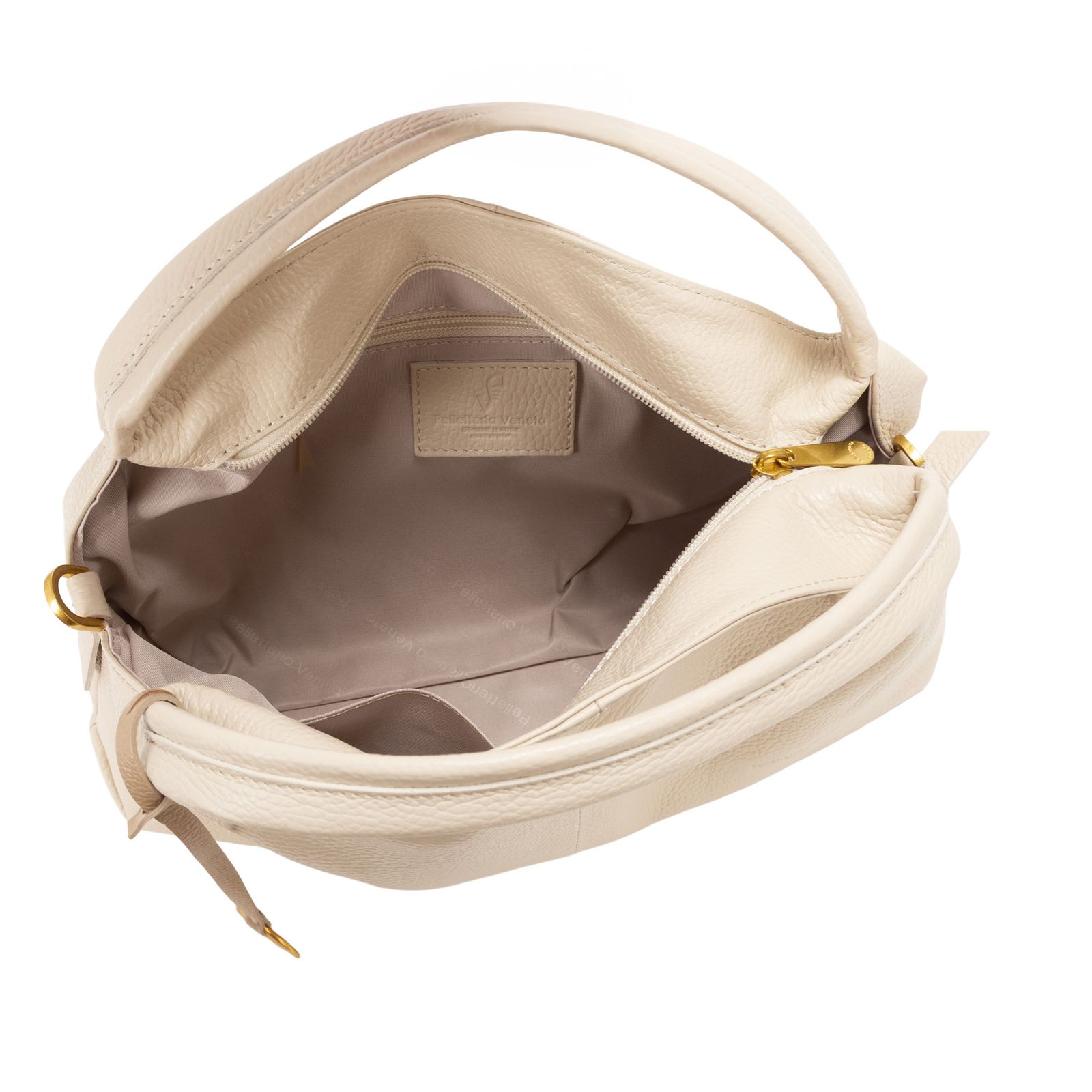 D25121 レザー ショルダー2WAY  ハンドバッグ / ベージュ