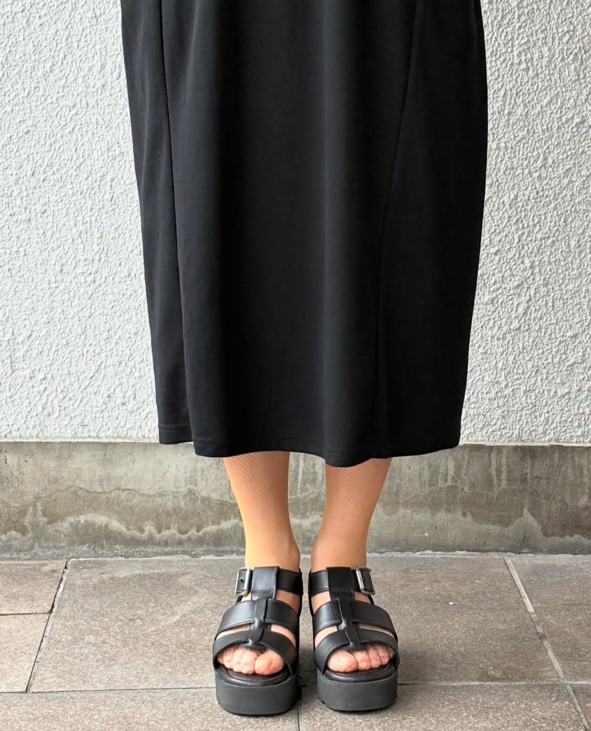 GRANT  レザー 厚底 グルカ ウエッジソール サンダル ヒール5.0 / ブラック
