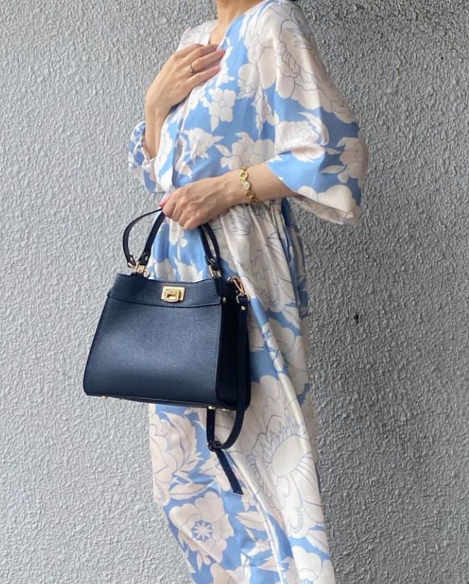 CA459 シュリンク レザー ワンハンドル 2WAYバッグ / ネイビー