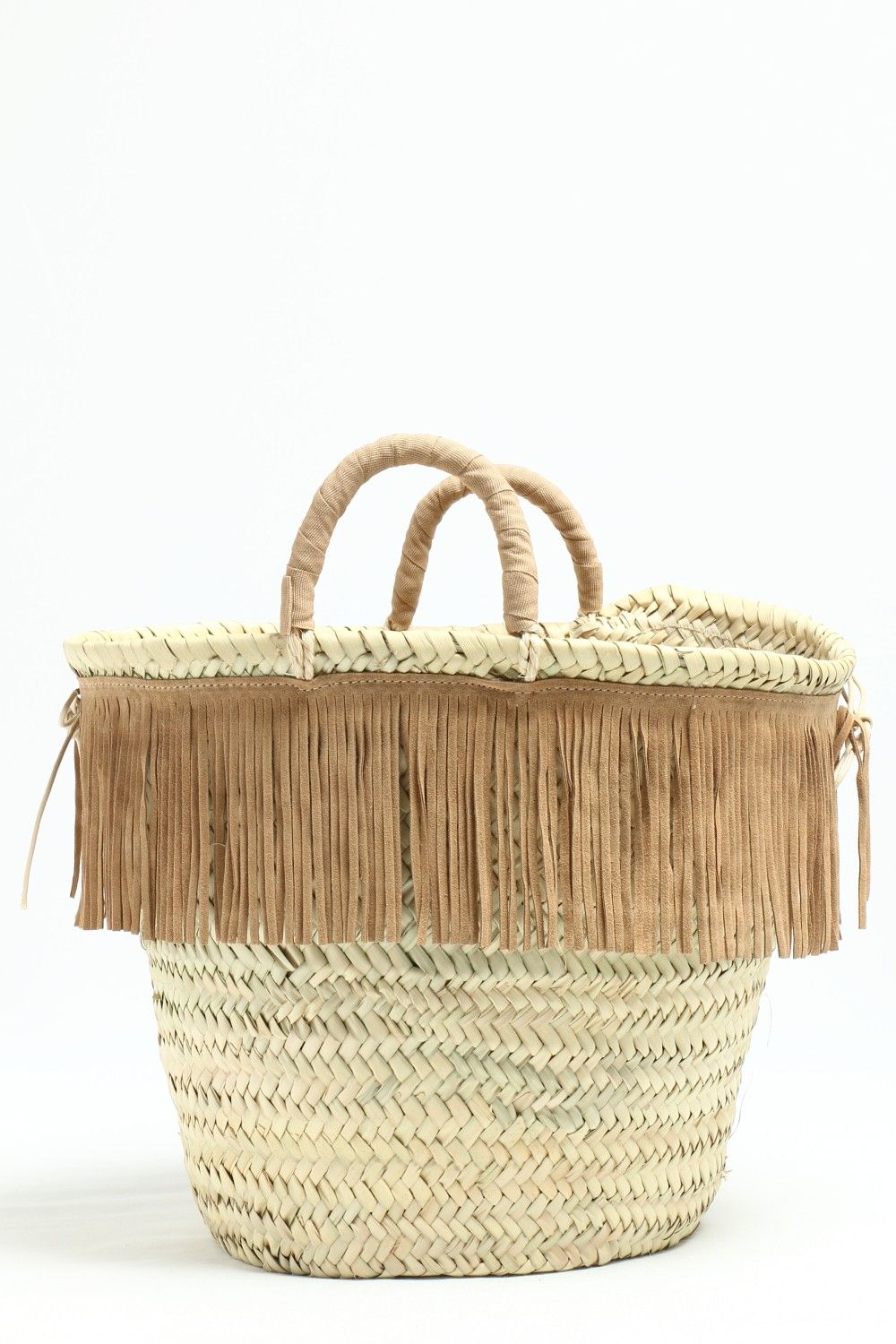 1/M スエード フリンジ かごバッグ 大 / ブラウンコンビ