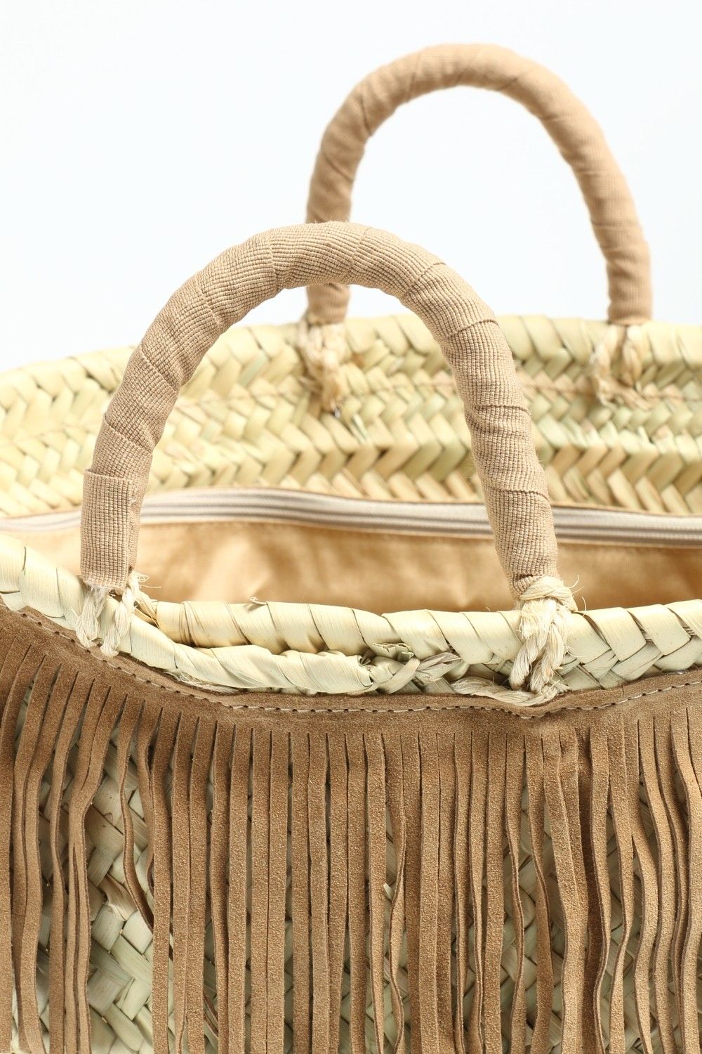 1/M スエード フリンジ かごバッグ 大 / ブラウンコンビ