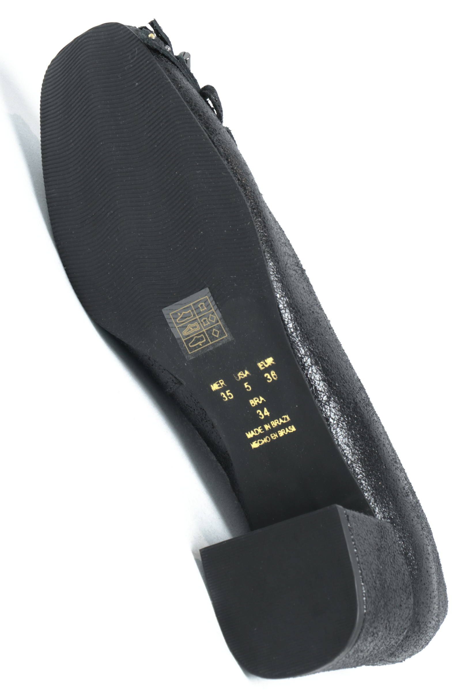 5058968 クラッキング レザー スクエアトゥ チャンキーヒール キルトタッセル パンプス ヒール5.0 / ブラック