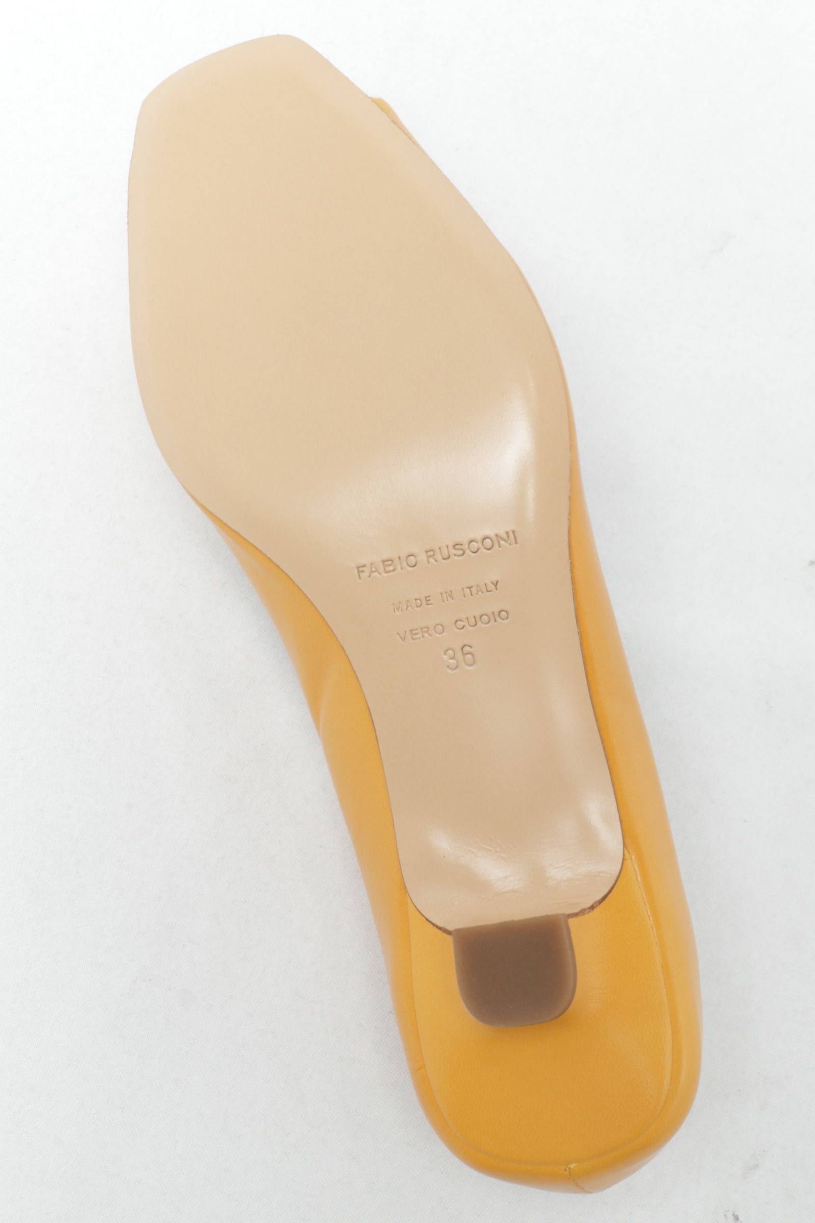 FA1524 レザー オープントゥ  パンプス ヒール2.5 / イエロー