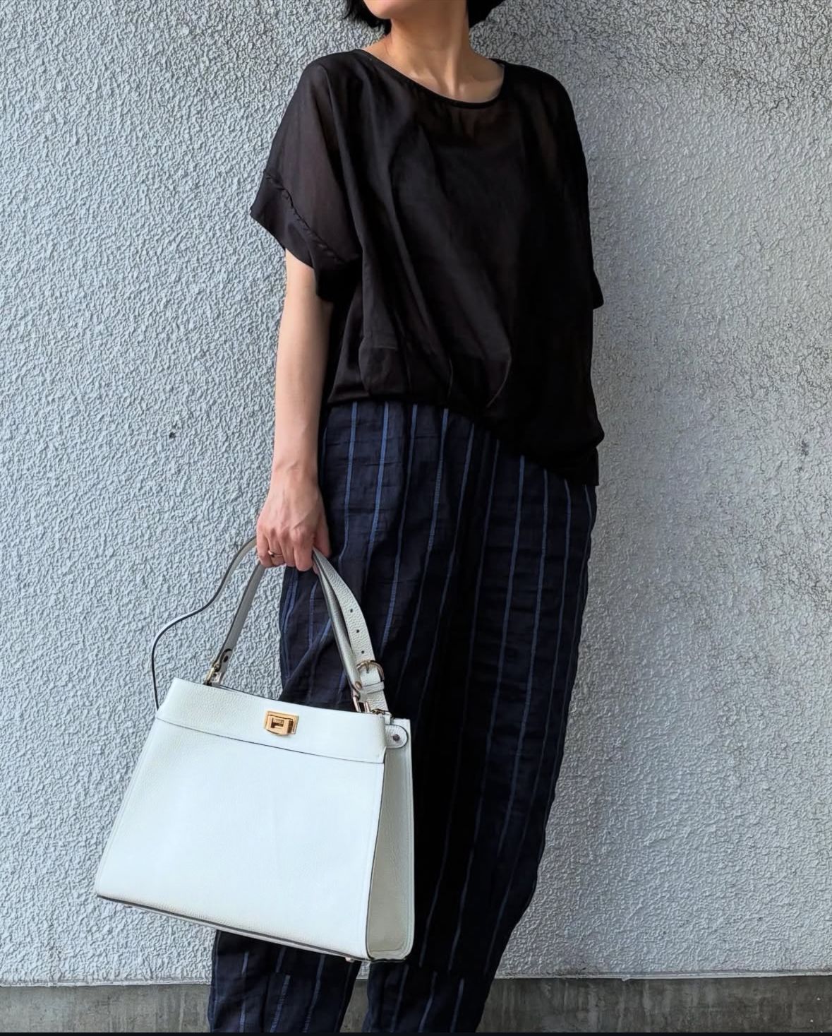 CA458 シュリンク レザー ワンハンドル 2WAYバッグ  / アイボリー