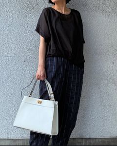 CA458 シュリンク レザー ワンハンドル 2WAYバッグ  / アイボリー
