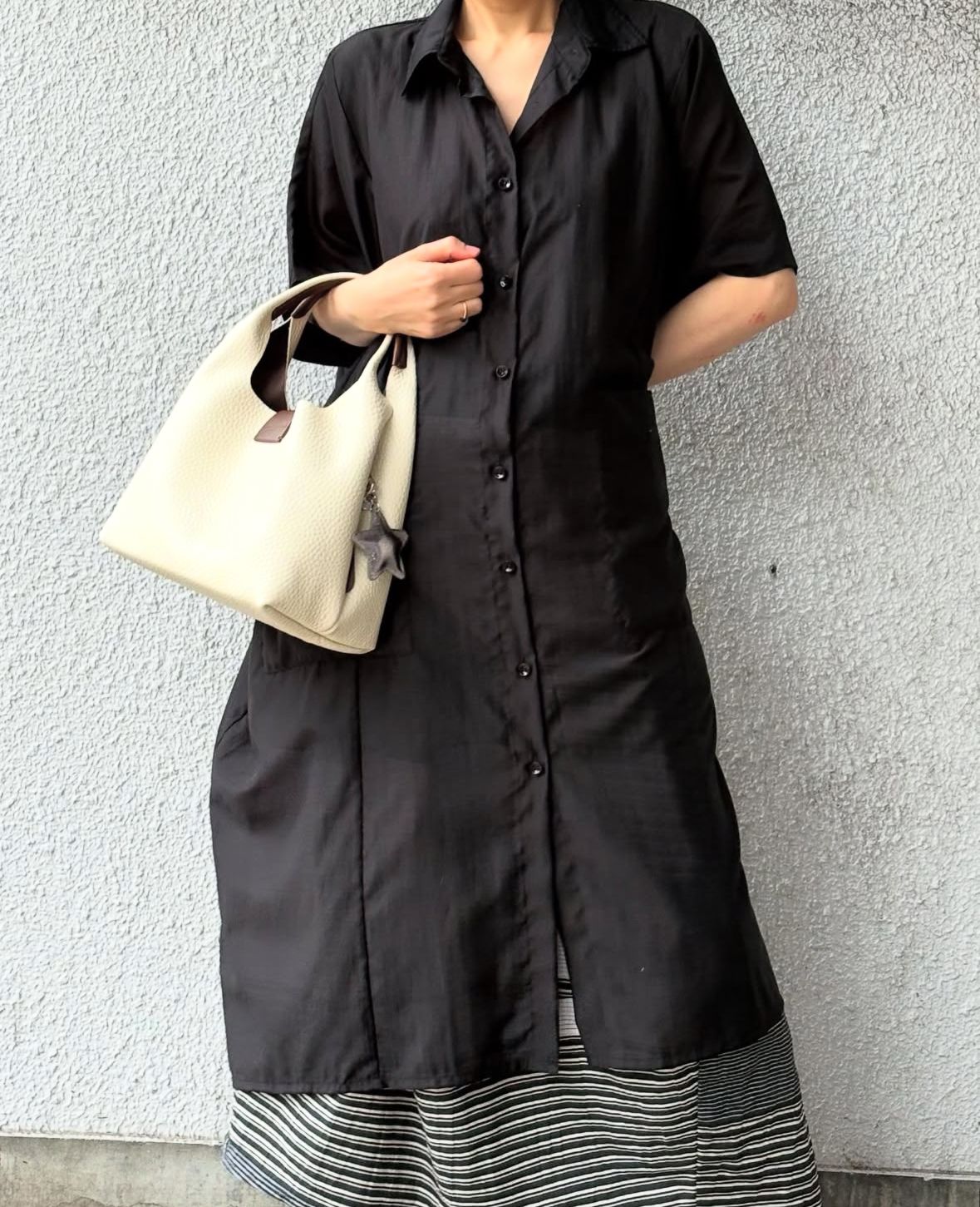 V25204 BEKKUfemmeオリジナル シュリンク レザー トート ショルダーバッグ / ベージュ