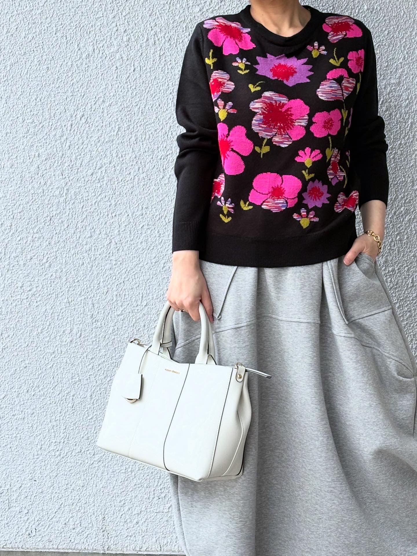 CA348 スムース レザー 2WAY ハンドバッグ/ アイボリー