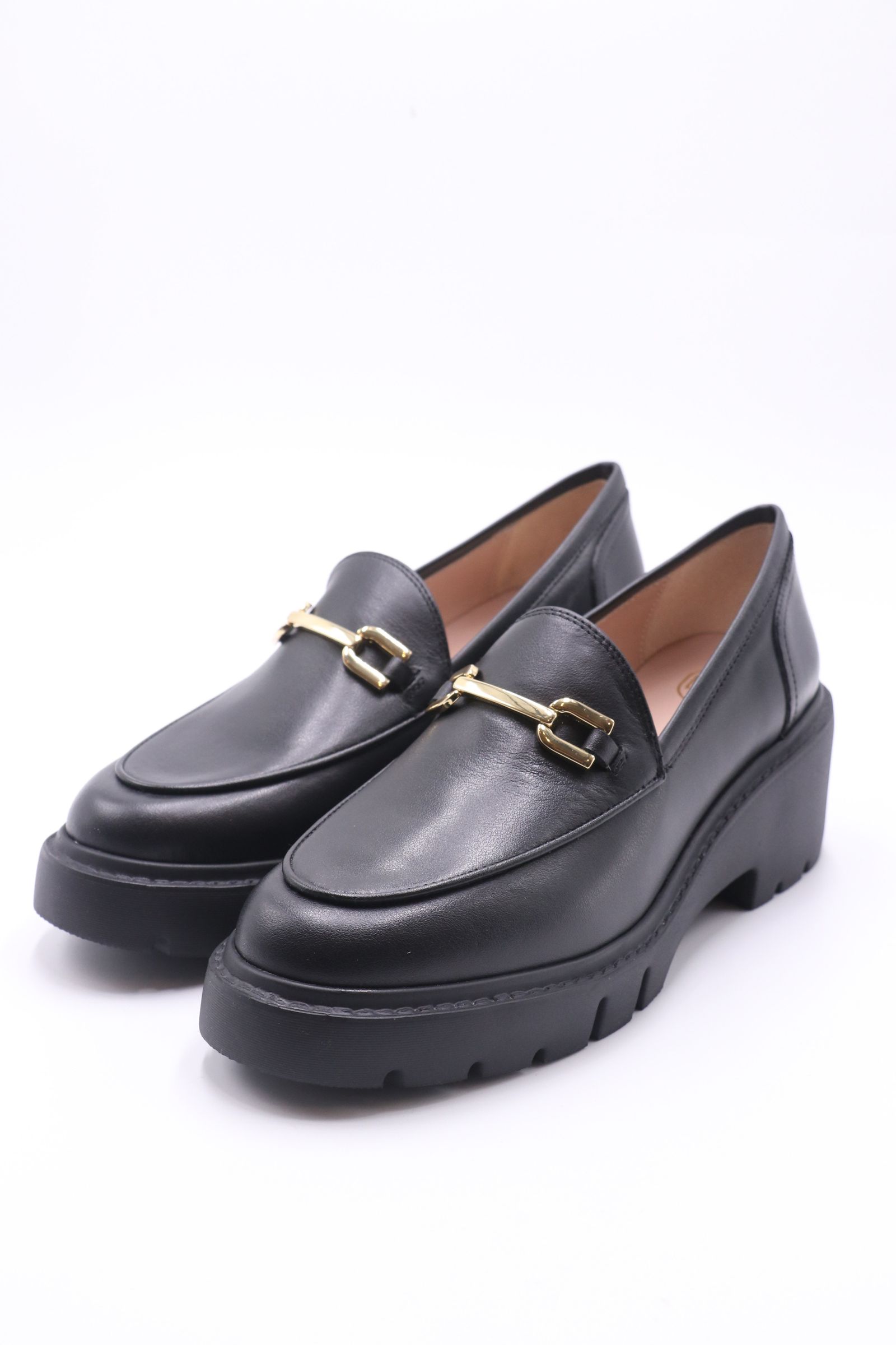 JAZZ レザー 厚底 ビット ローファー ヒール 6.0 / ブラック
