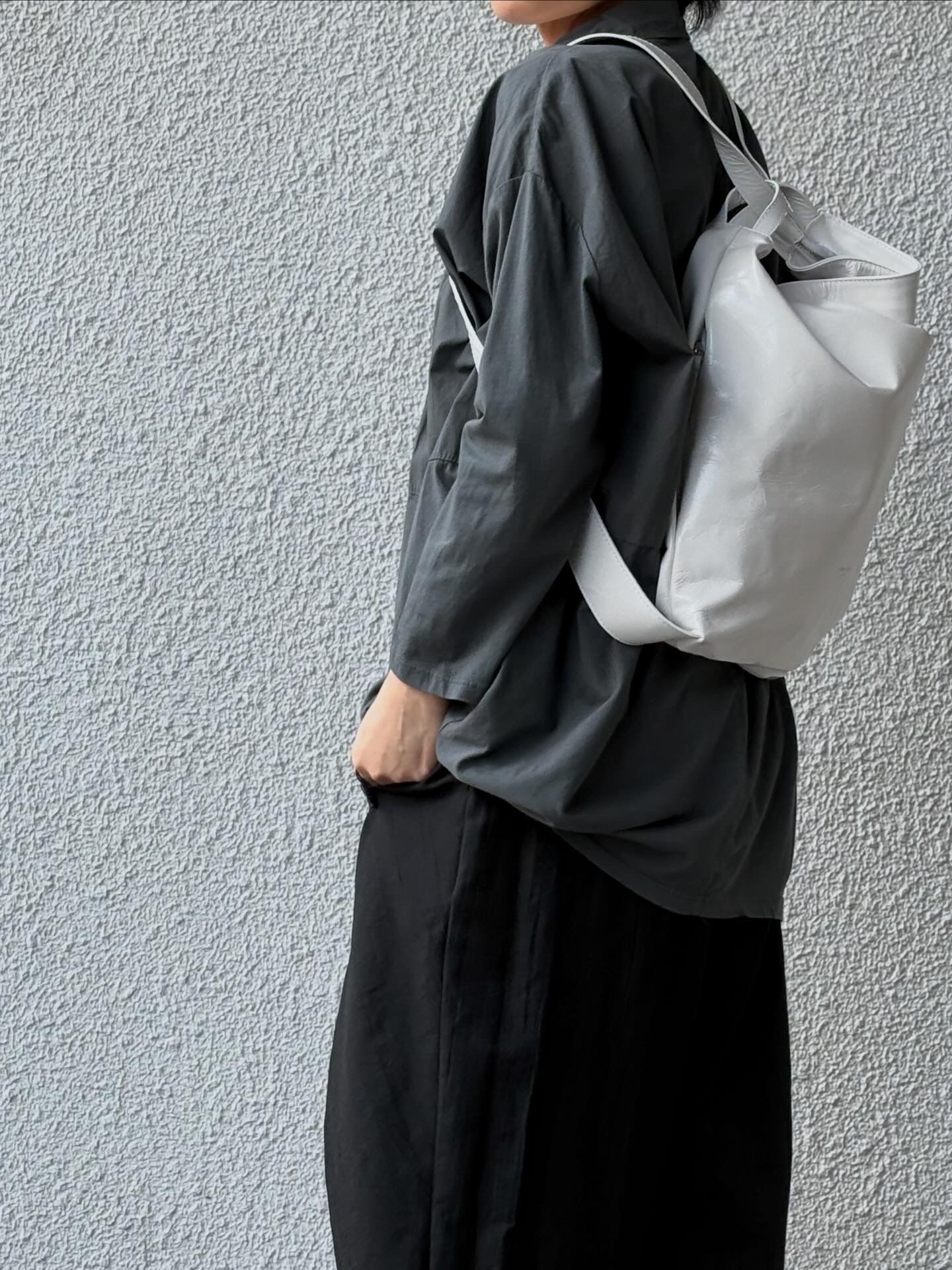 N0085 レザー ショルダー リュック 2WAYバッグ / ホワイト