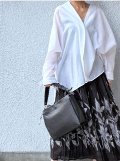 V25481 シュリンク レザー 2WAY ショルダー ハンドバッグ / ブラック