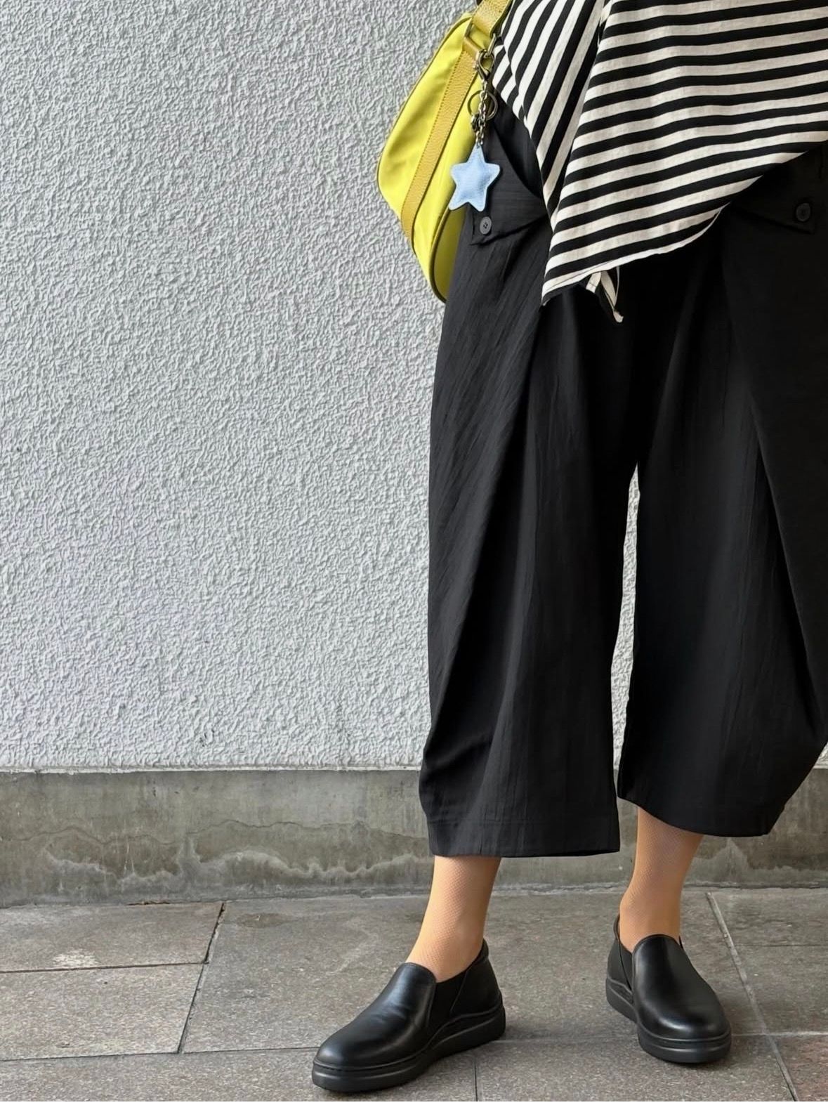 FARGO レザースリッポン サイドゴア スニーカー ヒール4.0 / ブラック