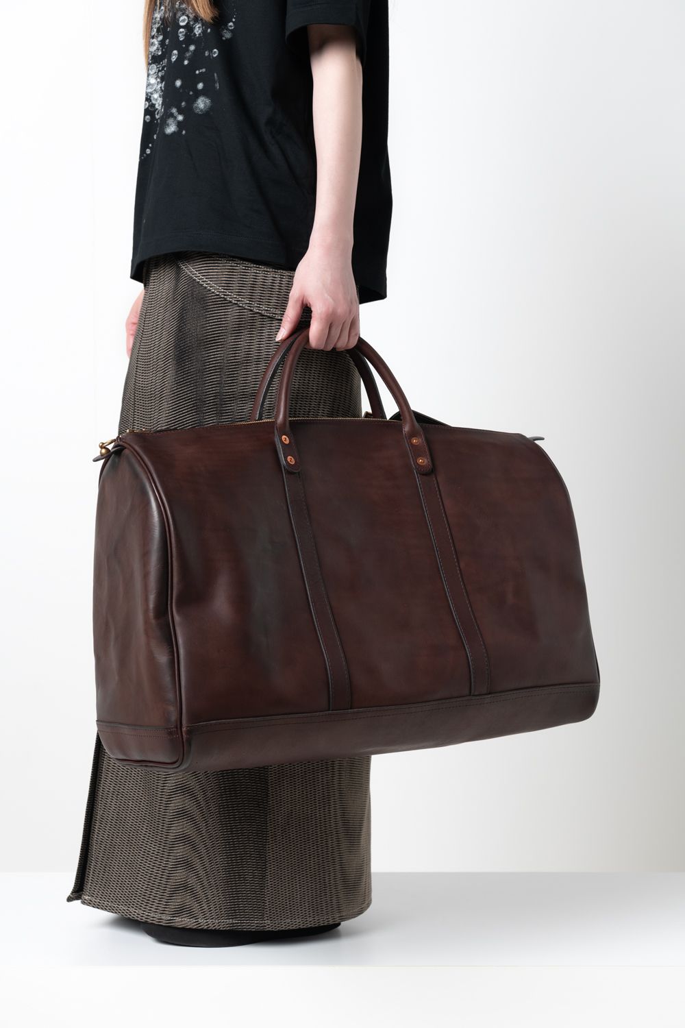 【ラスト1点 / 26SS】LEATHER TRAVEL BOSTON BAG [BROWN] | レザーボストンバッグ / ブラウン