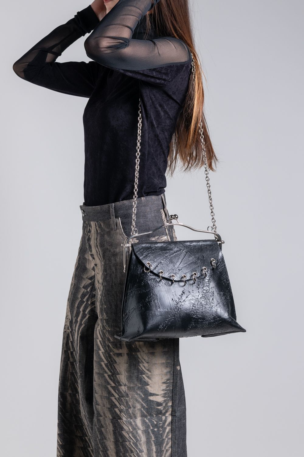 【ラスト1点】シャトレーヌ (ハンド) バッグ [ブラック] / w25-08-bk