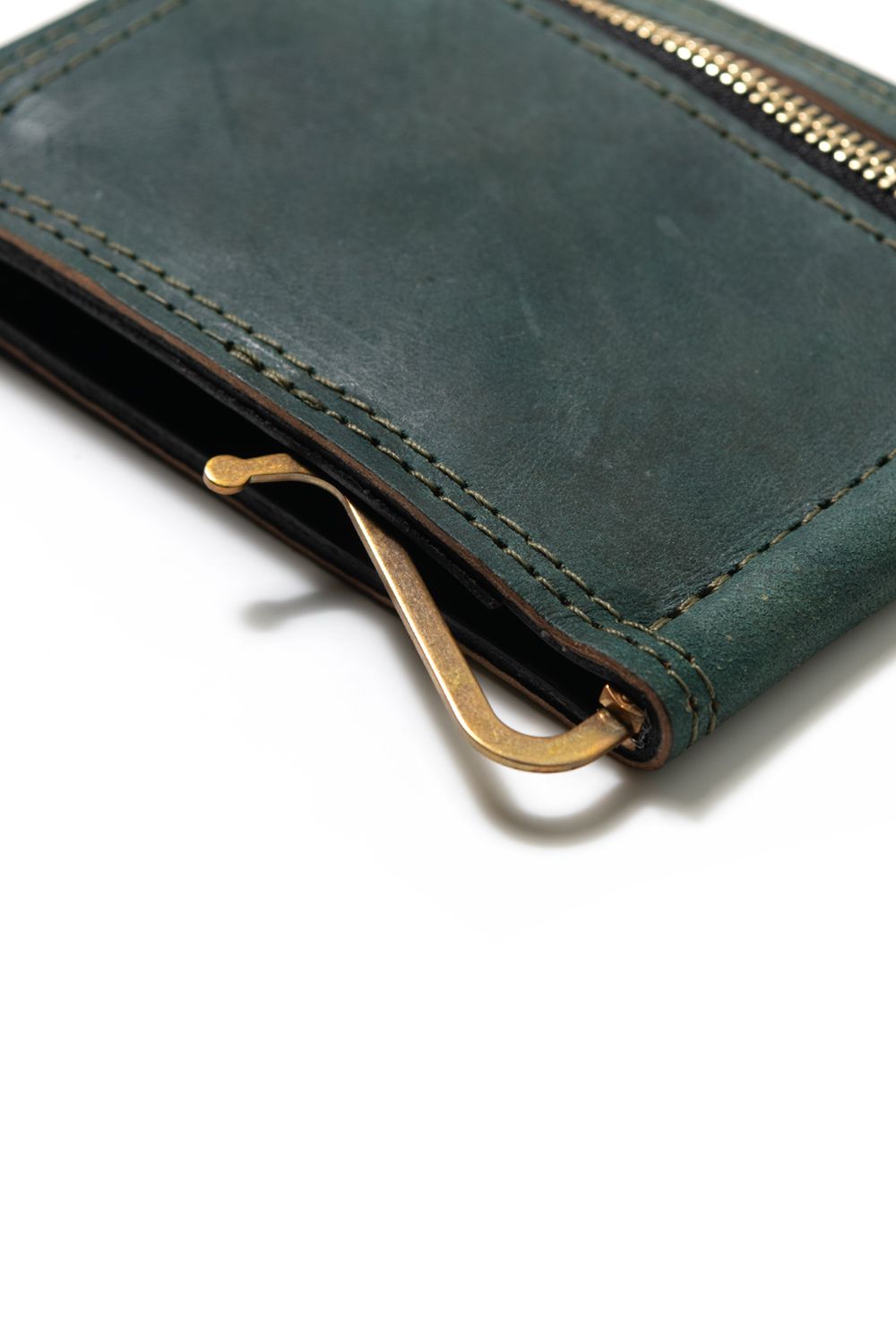 【ラスト1点 / 25SS】LEATHER GARRISON MONEY CLIP [BACKSKIN-ARMY GREEN] | シェルコードバン マネークリップ / バックスキン アーミーグリーン