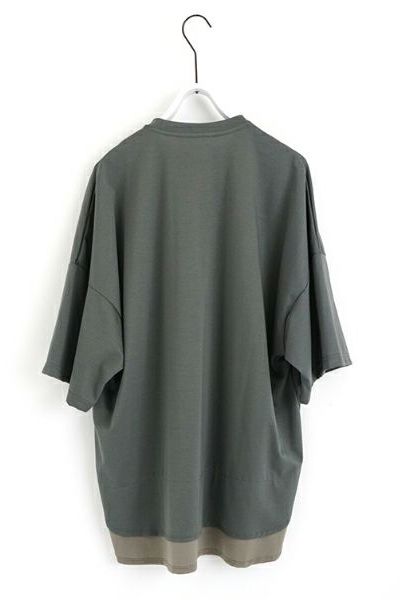 【25SS】two slit t-shirt [DEEP KHAKI×OLIVE]｜重ねスリットtシャツ / vu-cut-004