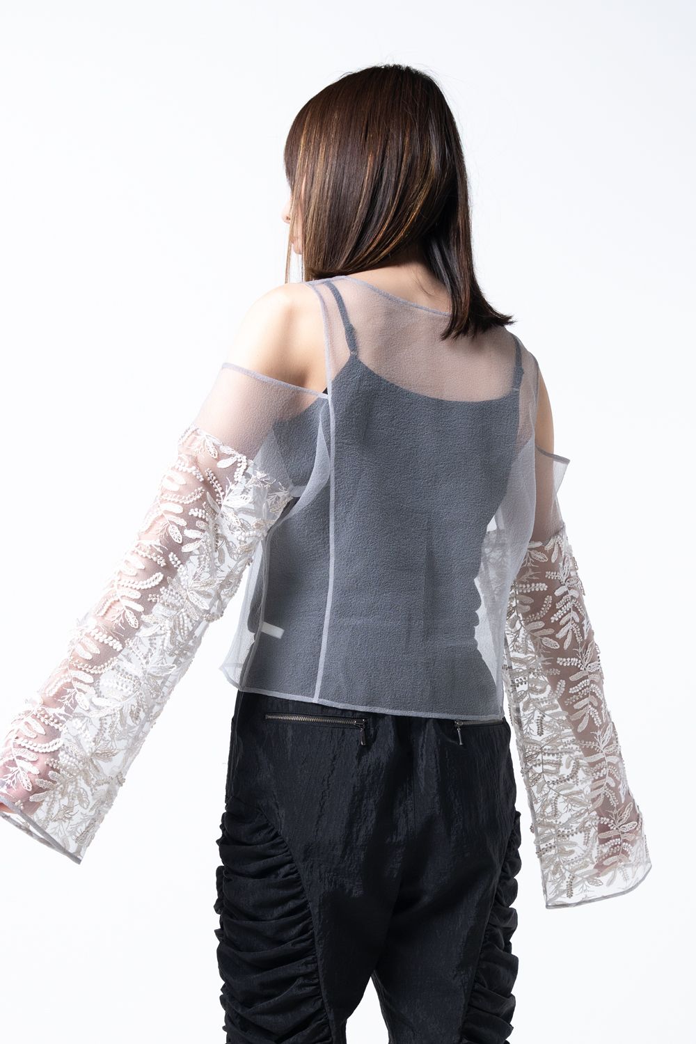 【24SS】Pine レースブラウス [Bluebeige,Blackgray]