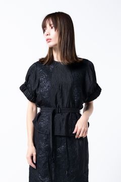【24SS】ジャカードハーフスリーブブラウス [White,Black]