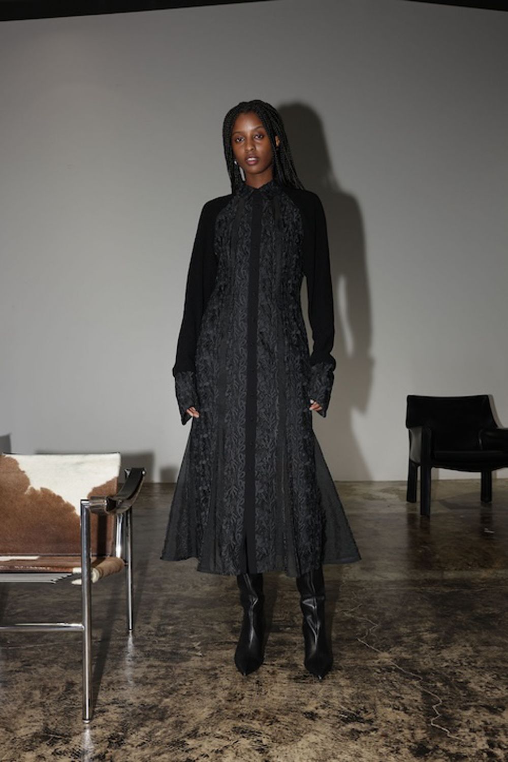 AOIWANAKA - 【24AW】CHILI PEPPER レースシアードレス [Black