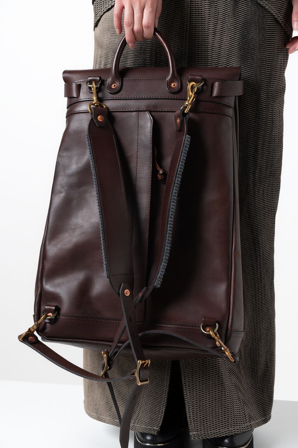 【26SS】LEATHER VOYOGE 2WAY RUCKSACK [BROWN] / レザーリュックサック (2WAY) [ブラウン]