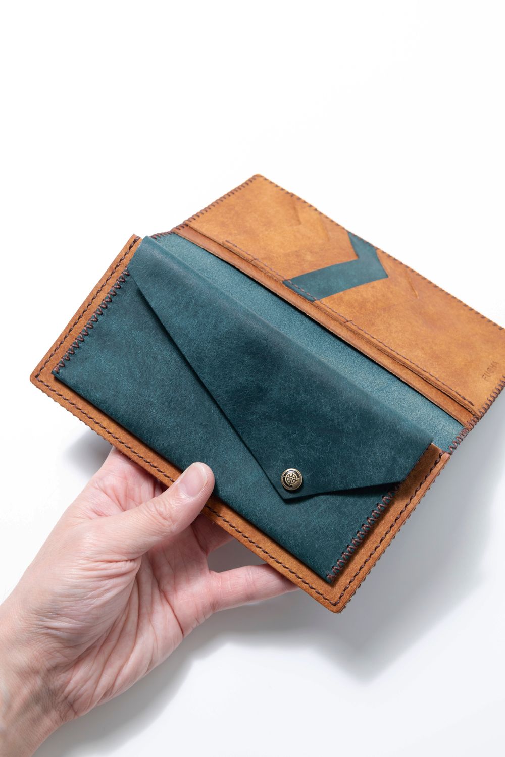 【1点のみ / 限定カラー】長財布 (コインあり) [ブルー × キャメル] / Long Wallet II [BLUE × CAMEL]