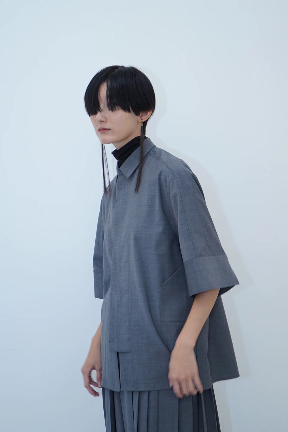 【26SS / 予約受付中】Tri Front Shirt [grey] - トライフロントシャツ [グレー] / SS26SH02