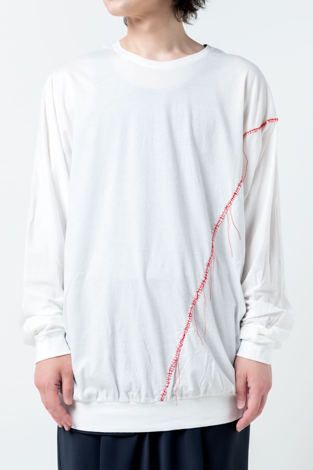【22AW】 Hand Stitch Dolman Cut / LS [WHITE] - ハンドステッチドルマンカットソー [ホワイト] / CT03A