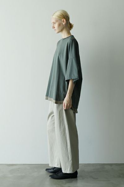 【25SS】two slit t-shirt [DEEP KHAKI×OLIVE]｜重ねスリットtシャツ / vu-cut-004