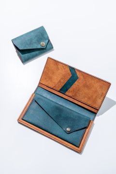 【1点のみ / 限定カラー】長財布 (コインあり) [ブルー × キャメル] / Long Wallet II [BLUE × CAMEL]