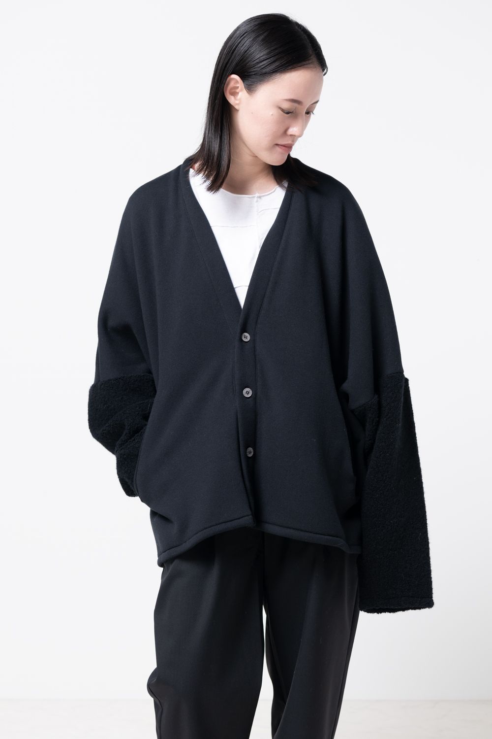 【23AW】boa sweat cardigan [BLACK] - ボアスウェットカーディガン [ブラック] / vu-a23-t07