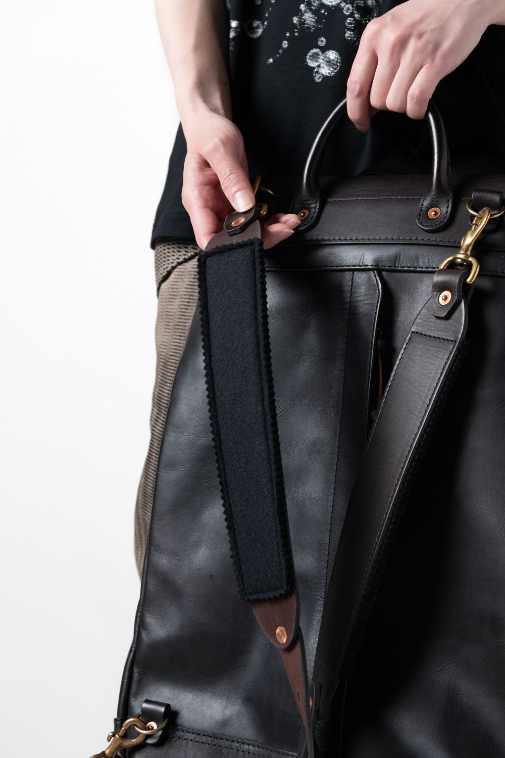 【ラスト1点 / 26SS】LEATHER VOYOGE 2WAY RUCKSACK [BLACK] / レザーリュックサック (2WAY) [ブラック]