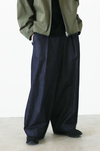 【24AW】denim knee wide pants [DEEP BLUE] - デニムニーワイドパンツ [ディープブルー] / vu-pnt-003
