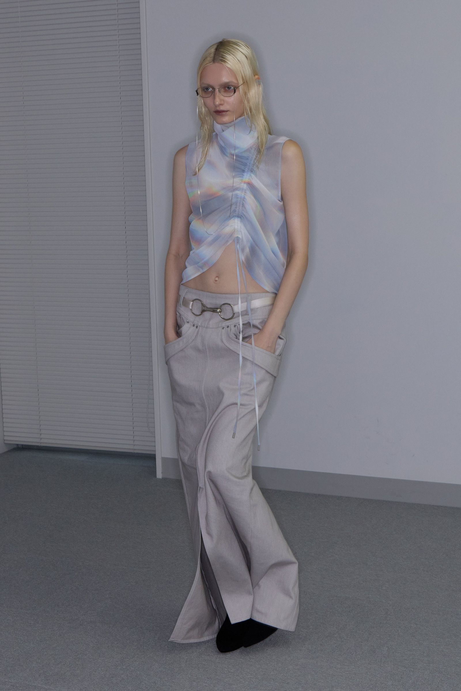 Refrain Denim Skirt [grey]