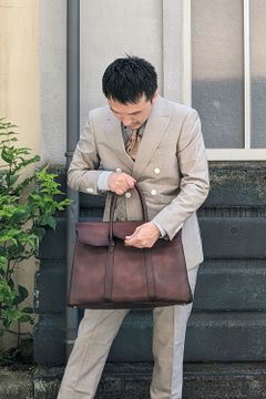 【25SS予約受付中｜12/17まで】レザーサドルトートバッグ [ブラウン] / LEATHER SADDLE TOTE BAG [BROWN]