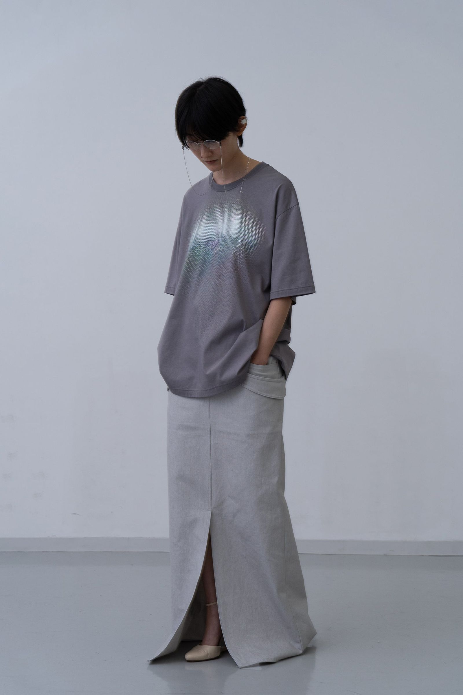 Refrain Denim Skirt [grey]