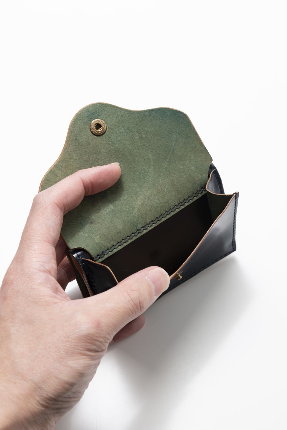 LEATHER GARRISON POCKET WALLET [NAVY] | シェルコードバン ポケットウォレット (三つ折り) / ネイビー