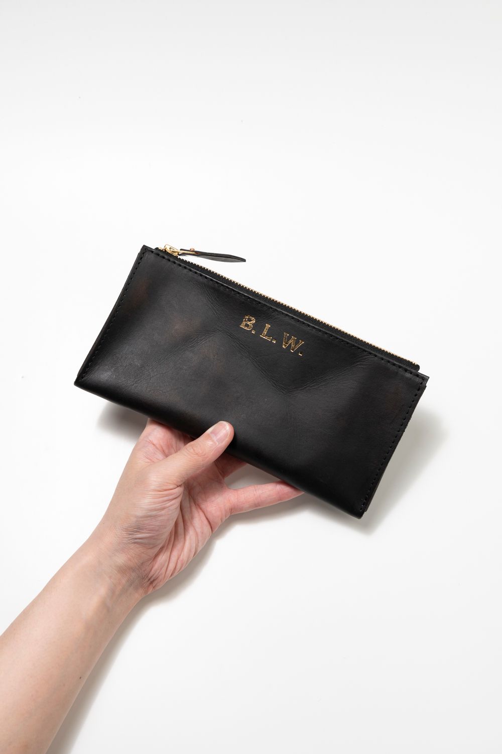 【25SS】LEATHER WANDER POUCH【B.L.W.】/ BLACK | マチ付きレザーポーチ / ブラック