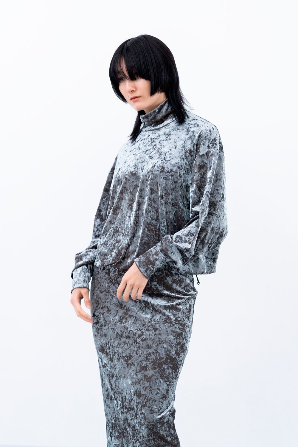HATRA - 【24AW】Lunar Velour Moc Top [moss] - ルナーベロア