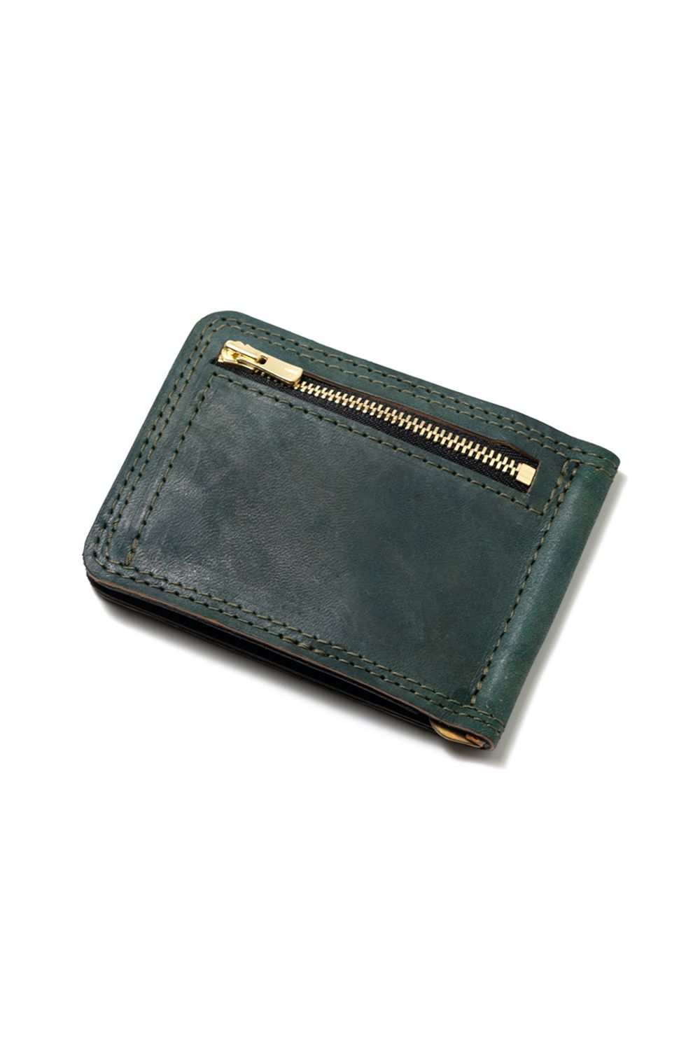 【ラスト1点 / 25SS】LEATHER GARRISON MONEY CLIP [BACKSKIN-ARMY GREEN] | シェルコードバン マネークリップ / バックスキン アーミーグリーン