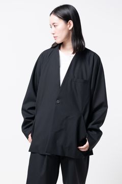 【ラスト1点 / 23AW】no collar jacket [BLACK] - ノーカラージャケット [ブラック] / vu-a23-j15