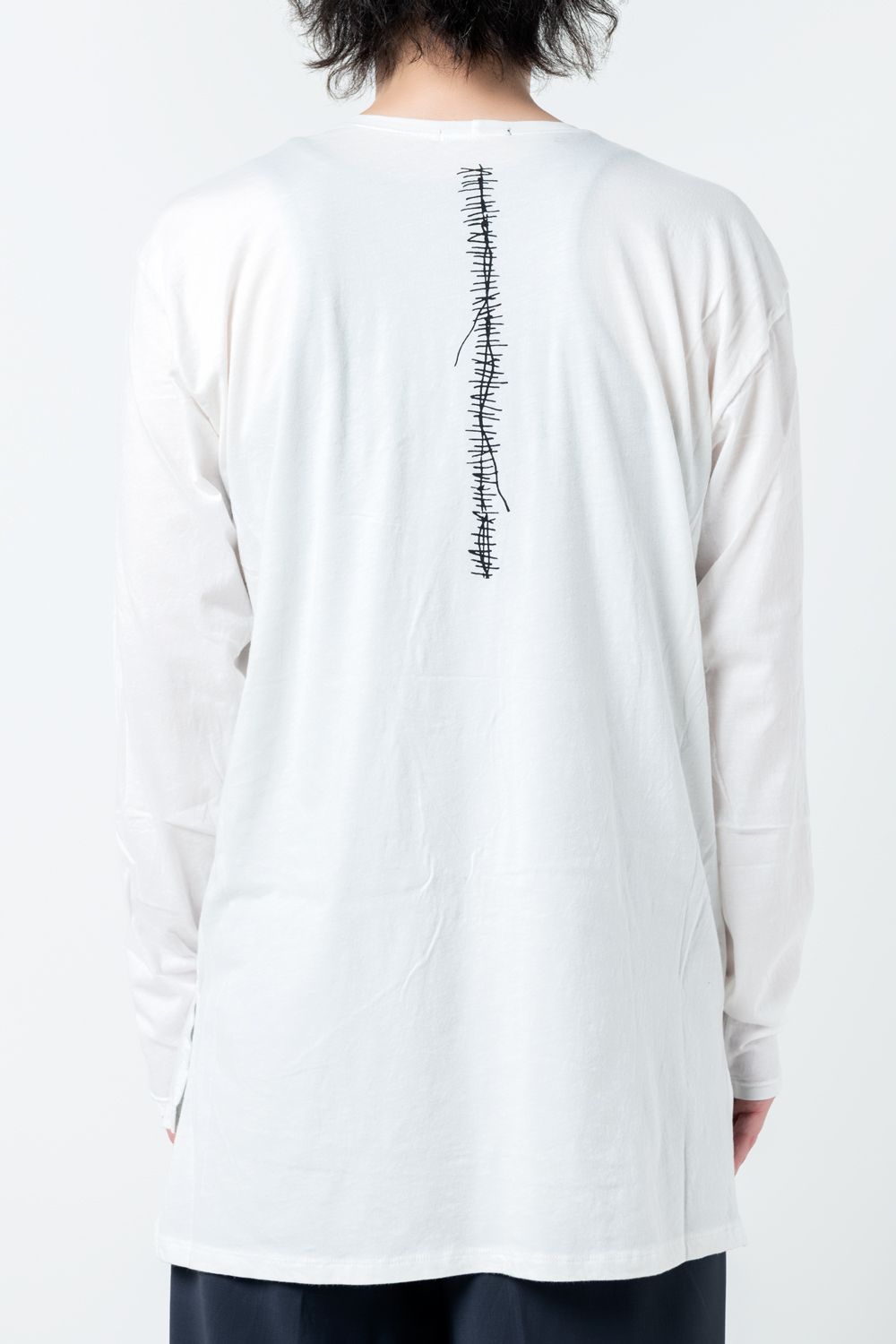 【22AW】 Hand Stitch Print Cut / LS [WHITE] - ハンドステッチプリントカットソー [ホワイト] / CT02/LS