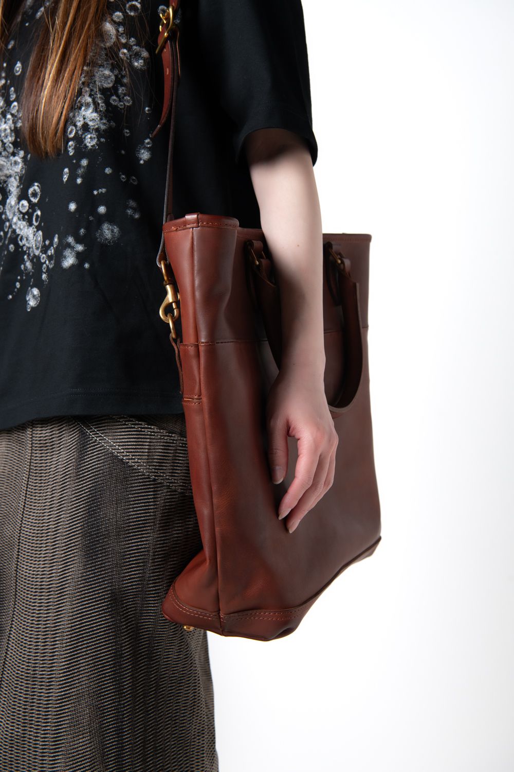 【ラスト1点 / 26SS】LEATHER NELSON 2WAY BAG [CAMEL] | ショルダーバッグ/ トートバッグ (2Way) [キャメル]