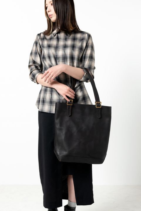 【25SS】LEATHER TRAVEL TOTE BAG - HEIGHT [BLACK] | トラベル トートバッグ (ハイト) / ブラック