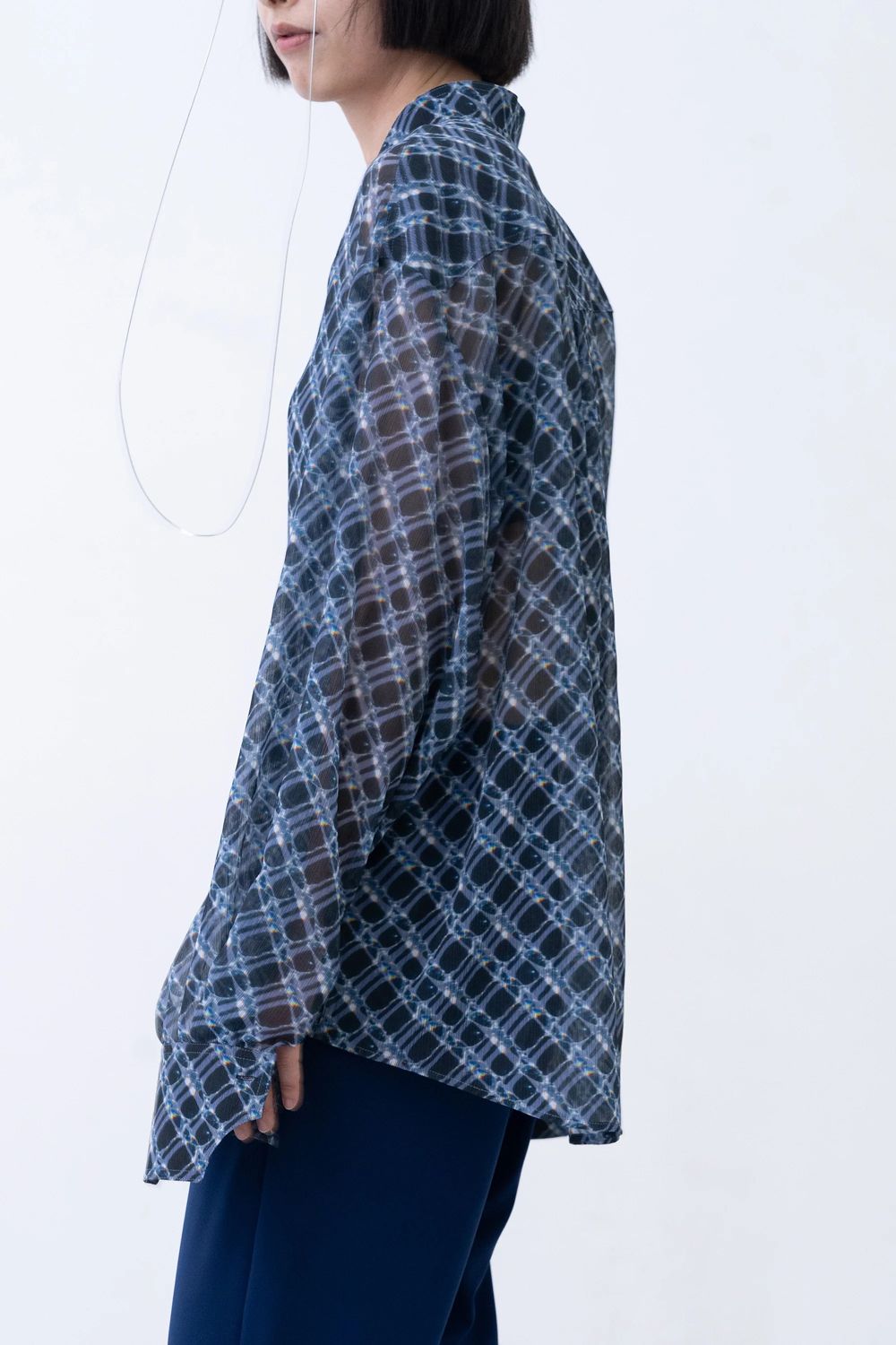【26SS / 予約受付中】Lattice Sheer Shirt [charcoal] - ラティスシアーシャツ [チャコール] / SS26SH04