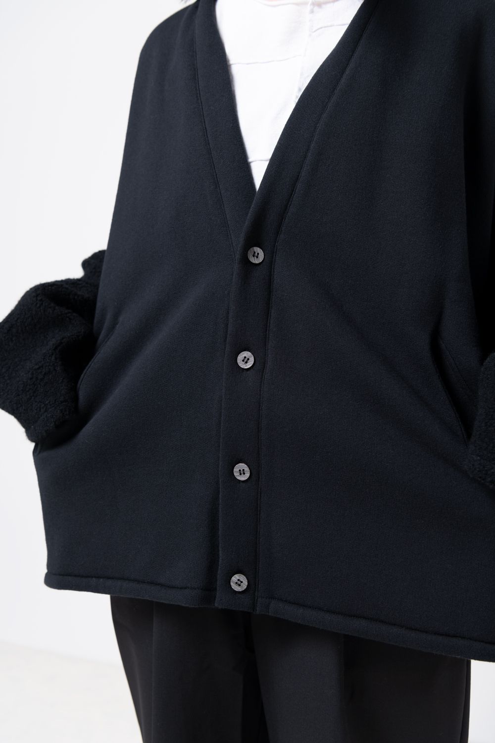 【23AW】boa sweat cardigan [BLACK] - ボアスウェットカーディガン [ブラック] / vu-a23-t07