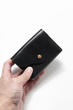 LEATHER GARRISON POCKET WALLET [BLACK] | シェルコードバン ポケットウォレット (三つ折り) / ブラック