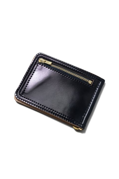 【25SS予約商品】LEATHER GARRISON MONEY CLIP [NAVY] | シェルコードバン マネークリップ / ネイビー