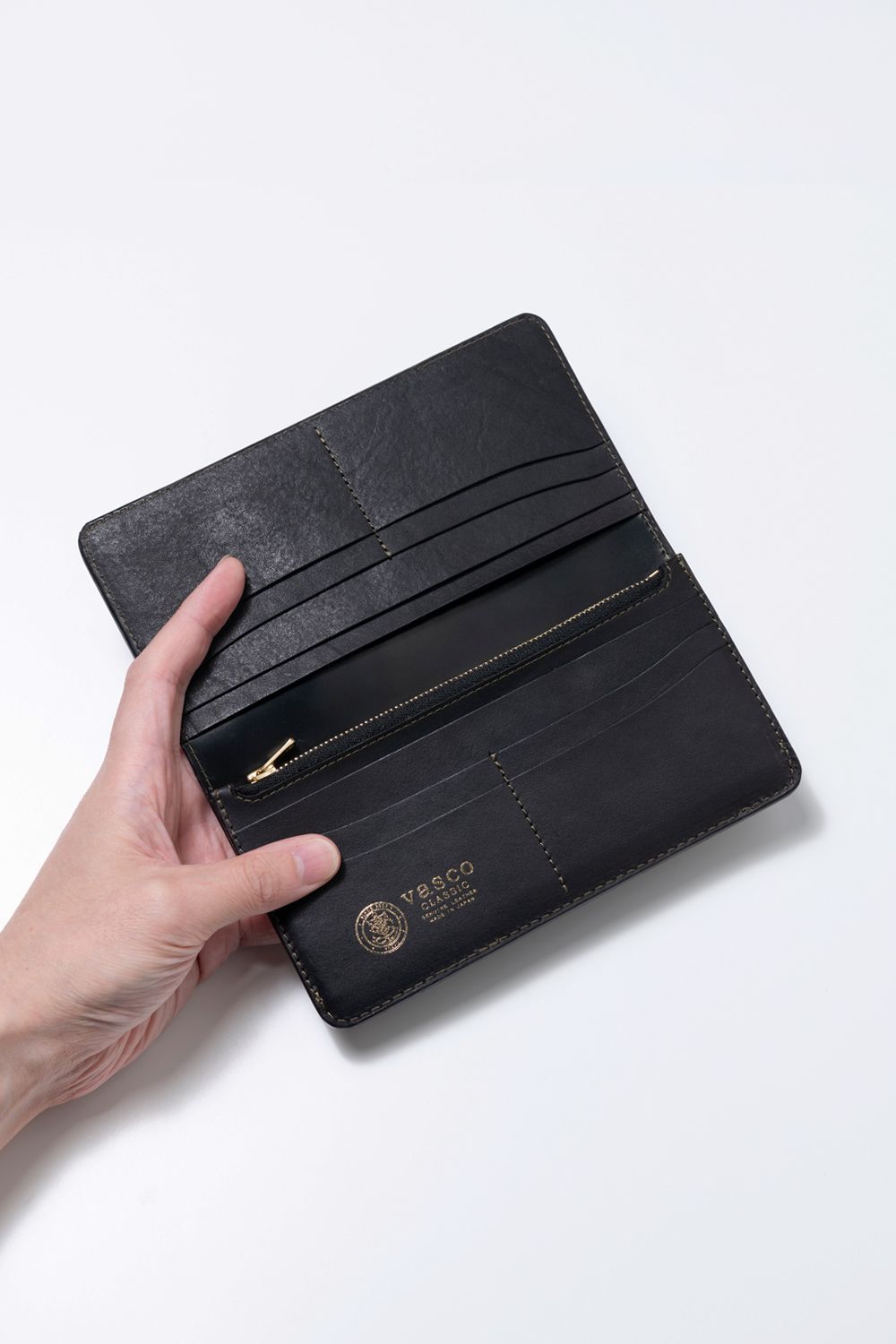 LEATHER GARRISON LONG WALLET [BACKSKIN-ARMY GREEN] TypeA | シェルコードバン ロングウォレット / バックスキン アーミーグリーン