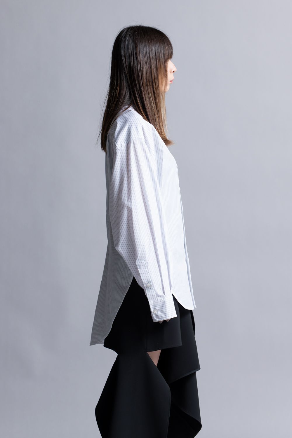 【24AW】GIZA×スーピマコットンストライプシャツ [Black]
