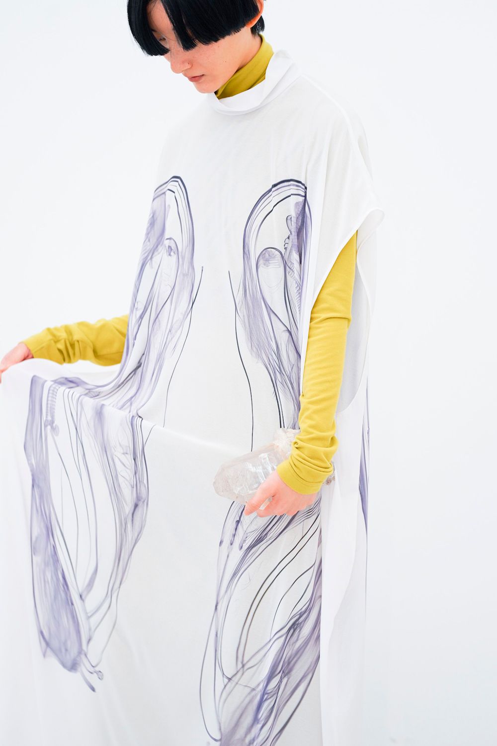 HATRA - 【23AW】Envelope Sheer Robe [white-pray